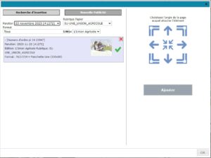 Insertion d'une pub depuis le suivi de production